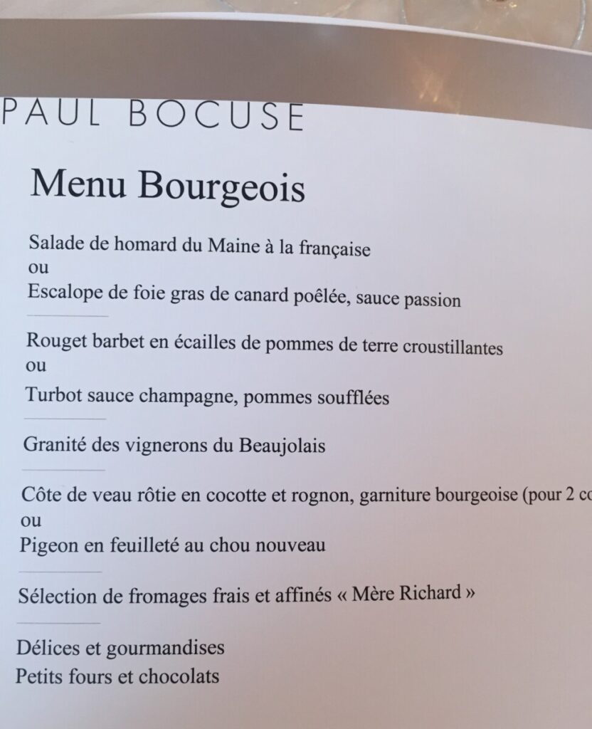 Lunsjmenyen hos Paul Bocuse