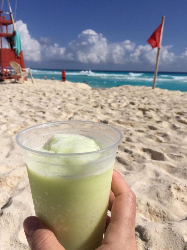 A drink on the beach at Royal Islanders Cancun