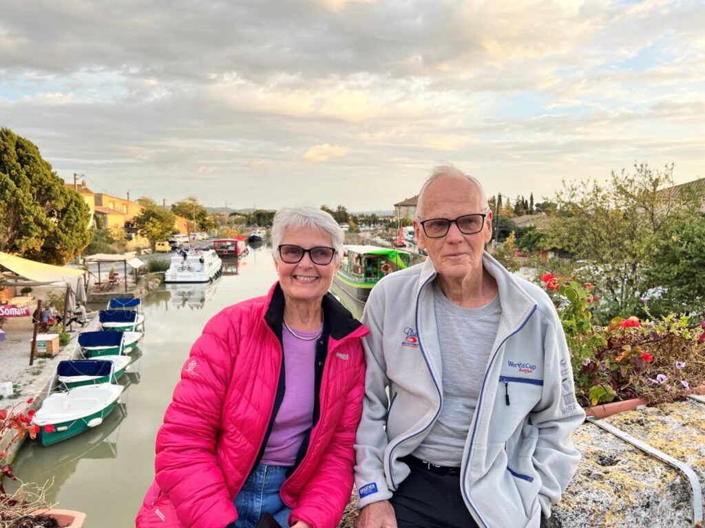 My parents on the bridge in Le Somail