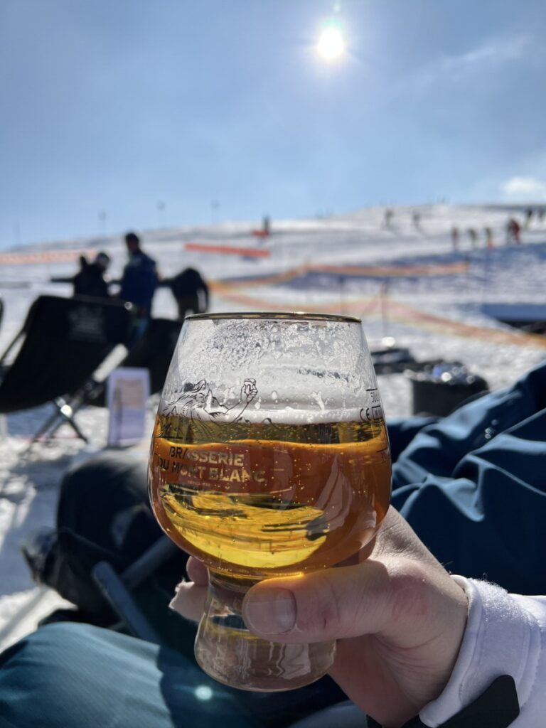 Beer in the sun at Les Halles de Bisanne