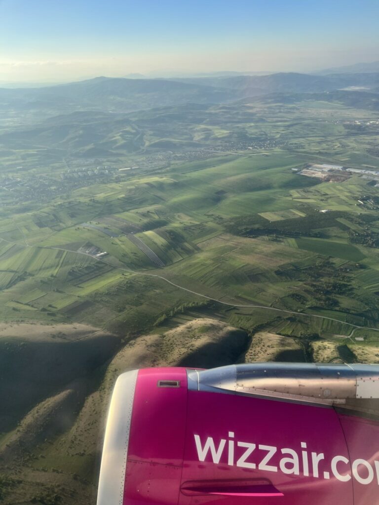 Utsikt fra et Wizzair-fly over Makedonia