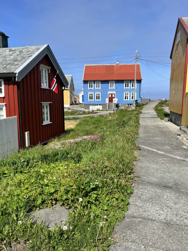 Blue and red house on Grip, Norway