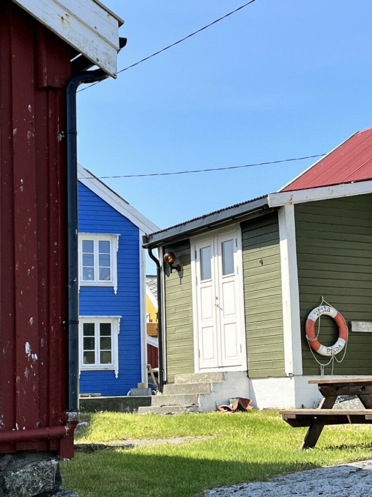 Red, blue and green house