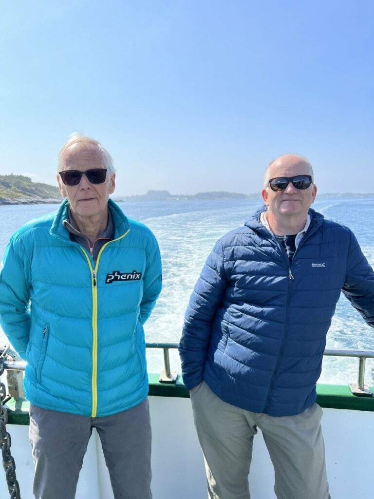 Dad and Lars on the ferry to Grip